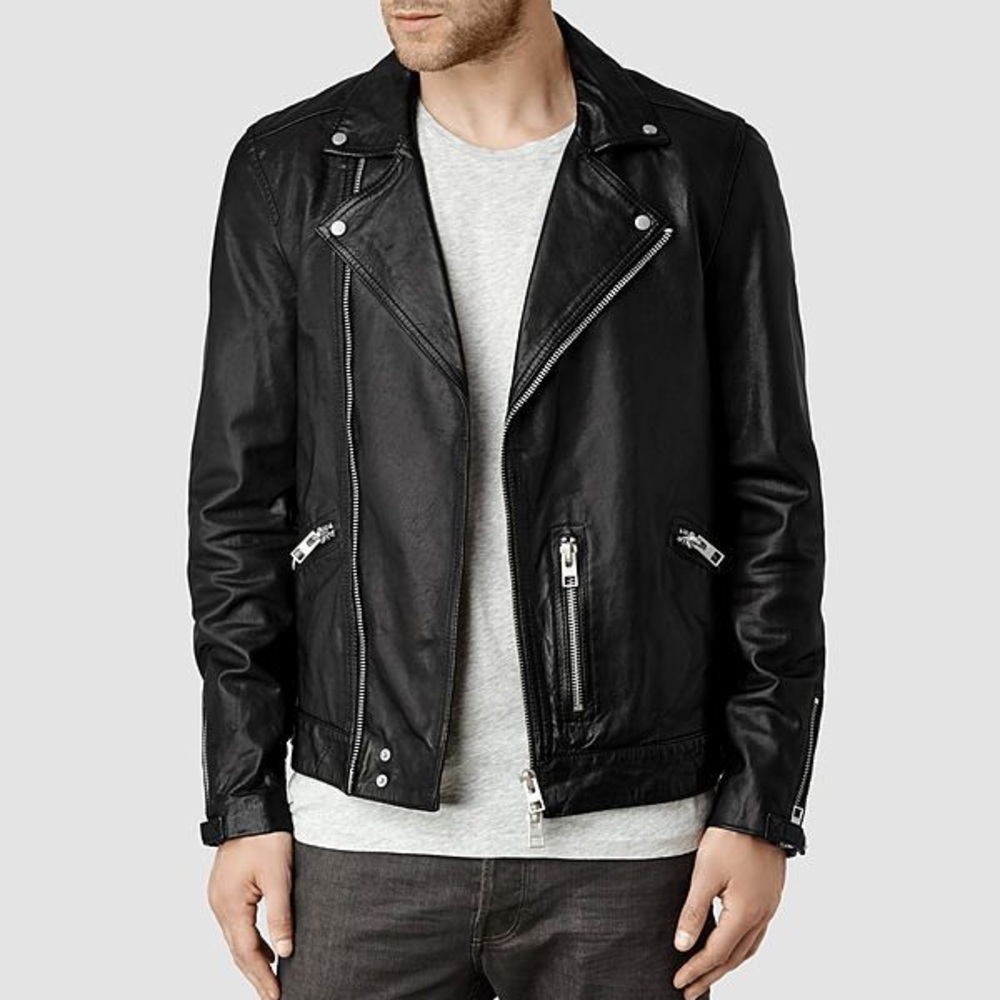 All Saints Black Leather Moto Jacket
